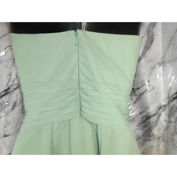 David's Bridal Crinkle Chiffon w Front Cascade size 2 mint green strapless Dress - Picture 5 of 7